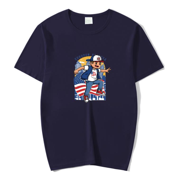 Boy Printed Round Neck Modal Short Sleeve T-shirt Print On Your Demand, M, POD T-Shirt, L