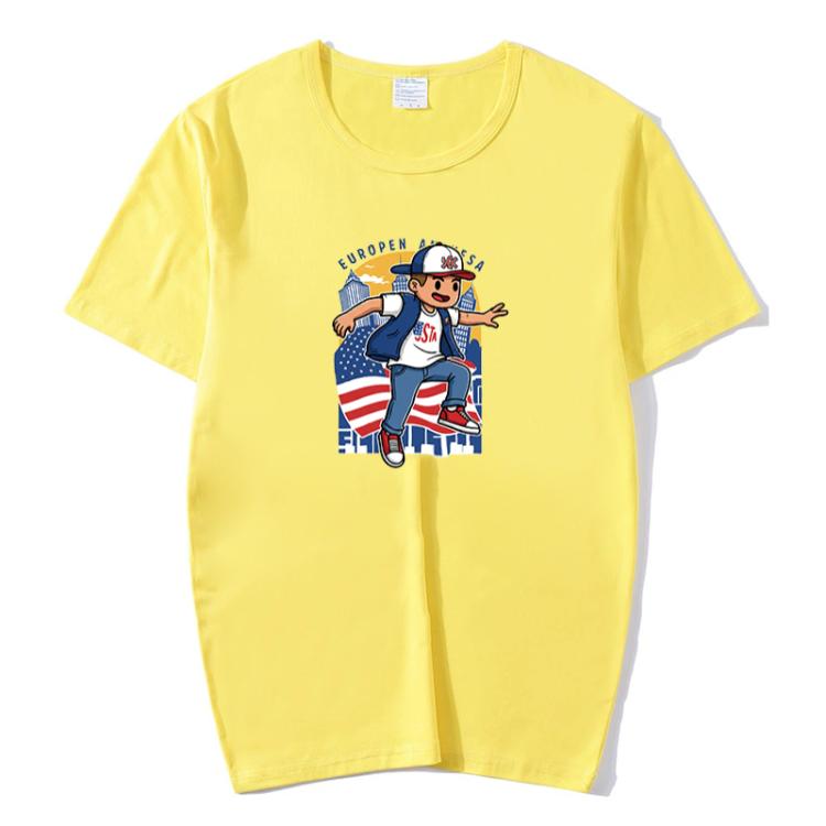 Boy Printed Round Neck Modal Short Sleeve T-shirt Print On Your Demand, XL, POD T-Shirt, XXL