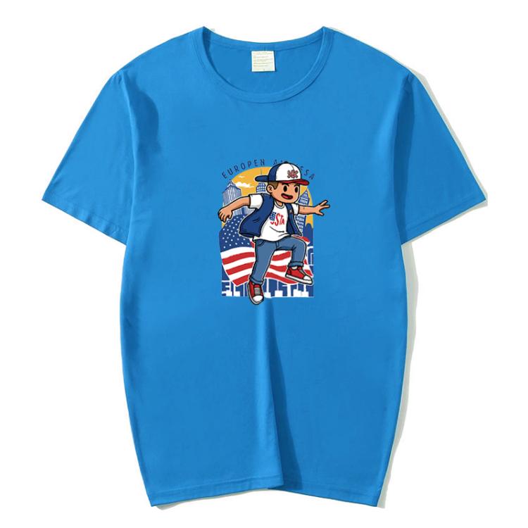 Boy Printed Round Neck Modal Short Sleeve T-shirt Print On Your Demand, XXL, POD T-Shirt, XXXL