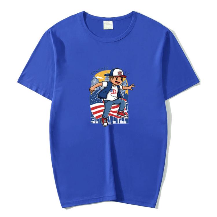 Boy Printed Round Neck Modal Short Sleeve T-shirt Print On Your Demand, XXXL, POD T-Shirt, XXXXL