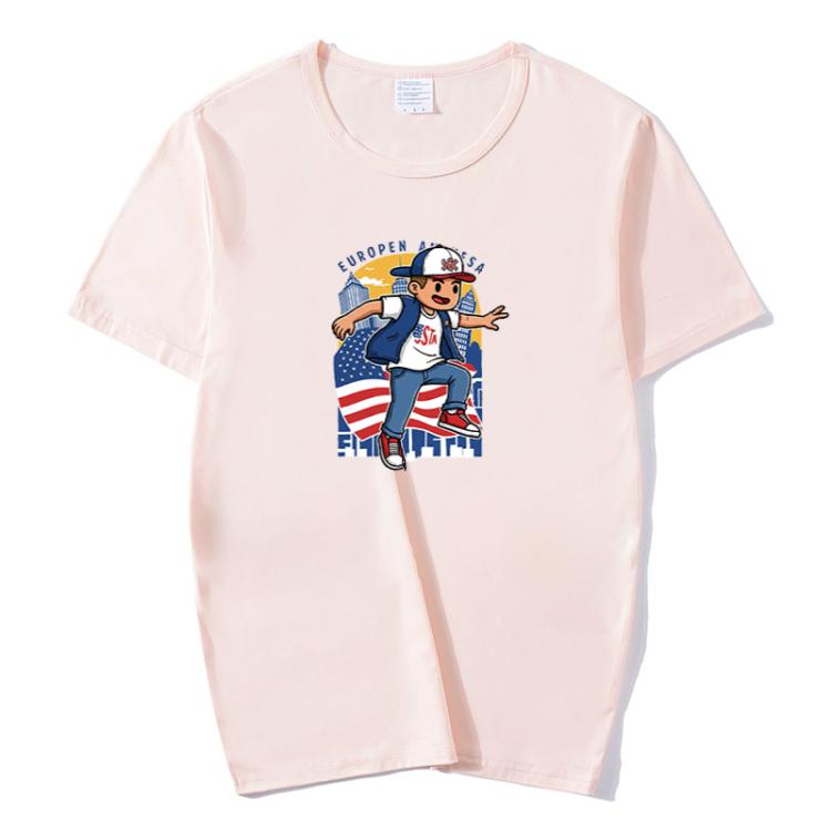 Boy Printed Round Neck Modal Short Sleeve T-shirt Print On Your Demand, XXXL, POD T-Shirt, XXXXL