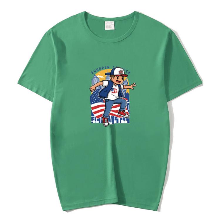 Boy Printed Round Neck Modal Short Sleeve T-shirt Print On Your Demand, XXXL, POD T-Shirt, XXXXL