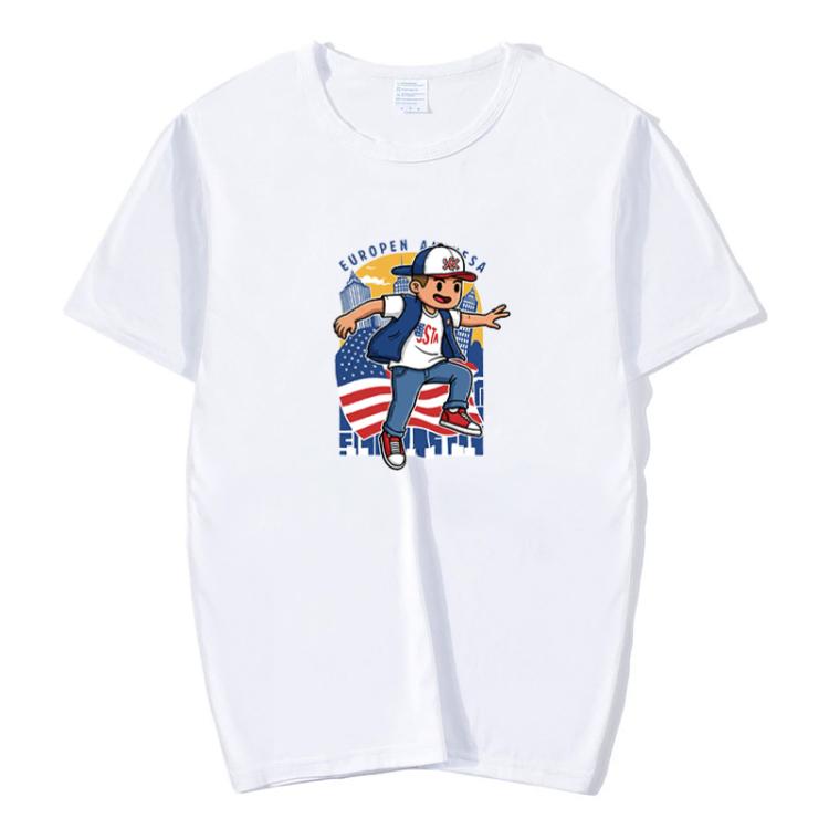 Boy Printed Round Neck Modal Short Sleeve T-shirt Print On Your Demand, XXXL, POD T-Shirt, XXXXL