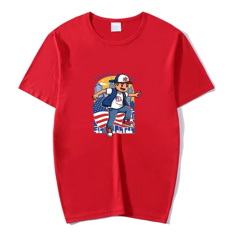 Boy Printed Round Neck Modal Short Sleeve T-shirt Print On Your Demand, XXXXL, POD T-Shirt, XXXXXL