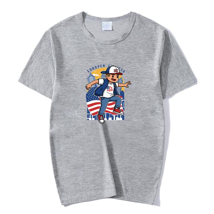 Boy Printed Round Neck Modal Short Sleeve T-shirt Print On Your Demand, XXXXXL