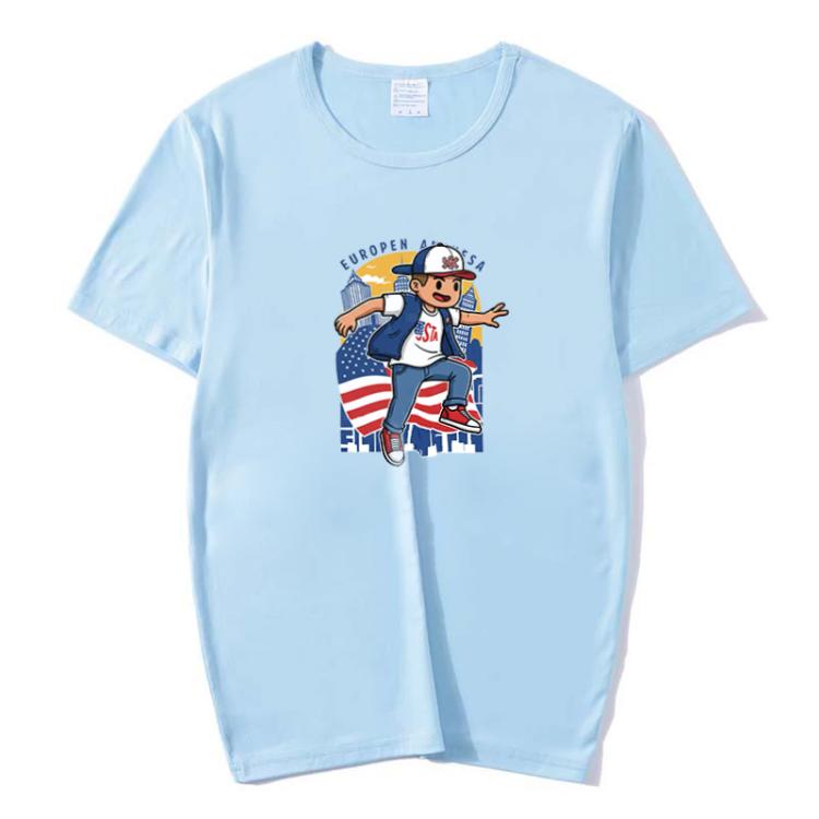 Boy Printed Round Neck Modal Short Sleeve T-shirt Print On Your Demand, XXXXXL