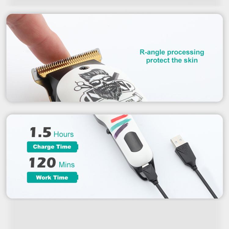 VGR V-971 Graffiti Design LED Digital Display USB Electric Hair Clipper(Black)