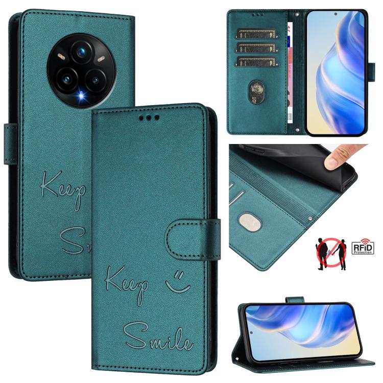 Smile Embossing RFID Leather Phone Case, For Realme P3 5G, For Realme 14 Pro+ 5G, For Realme 14 Pro 5G