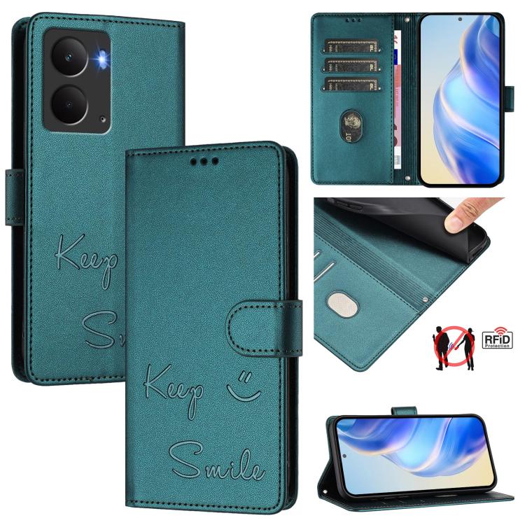 Smile Embossing RFID Leather Phone Case, For Realme P3 5G, For Realme 14 Pro+ 5G, For Realme 14 Pro 5G