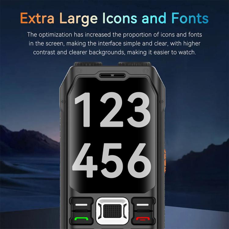 UNIWA M6000 Big Speaker Keypad Phone, 2.4 inch, Dual Flashlights, 21 Keys, SOS, FM, 4 SIM, GSM, Plug:UK Plug(Black)