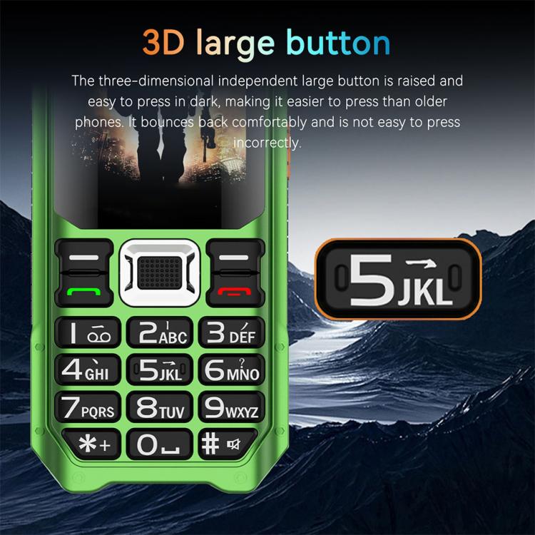 UNIWA M6000 Big Speaker Keypad Phone, 2.4 inch, Dual Flashlights, 21 Keys, SOS, FM, 4 SIM, GSM, Plug:UK Plug(Black)