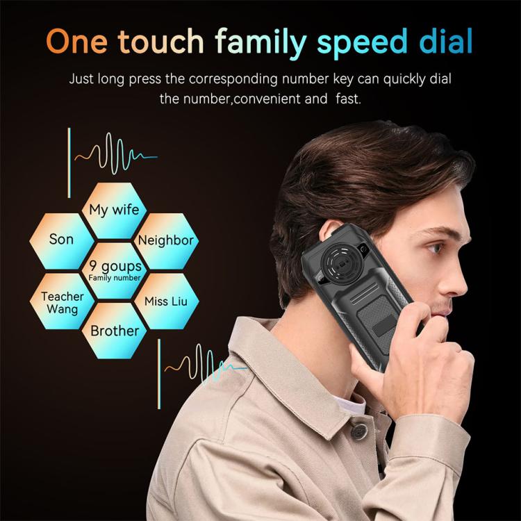 UNIWA M6000 Big Speaker Keypad Phone, 2.4 inch, Dual Flashlights, 21 Keys, SOS, FM, 4 SIM, GSM, Plug:US Plug(Green)