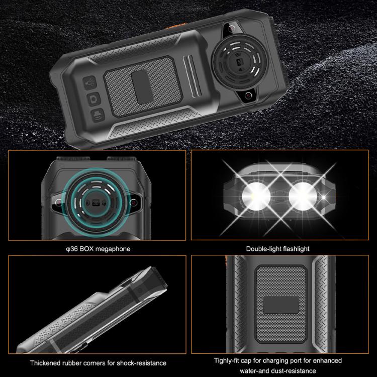 UNIWA M6000 Big Speaker Keypad Phone, 2.4 inch, Dual Flashlights, 21 Keys, SOS, FM, 4 SIM, GSM, Plug:AU Plug(Black)