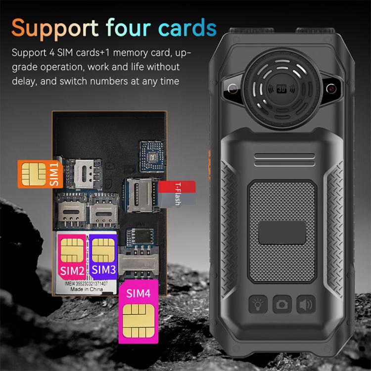 UNIWA M6000 Big Speaker Keypad Phone, 2.4 inch, Dual Flashlights, 21 Keys, SOS, FM, 4 SIM, GSM, Plug:US Plug(Green)