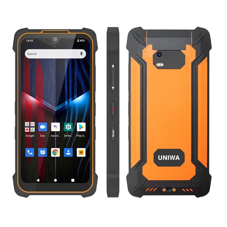 UNIWA P551 Handheld PDA Rugged Phone, 4GB+64GB, 5.5 inch Android 11 Mediatek MT6765 Helio P35 Octa Core, Network: 4G, Plug:AU Plug(Orange)