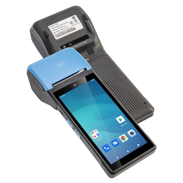 UNIWA V6P Thermal Label Printer Handheld PDA, 2GB+16GB, 5.45 inch Android 12 Mediatek MT6761 Quad Core, NFC, Network: 4G, Plug:US Plug(Black Blue)