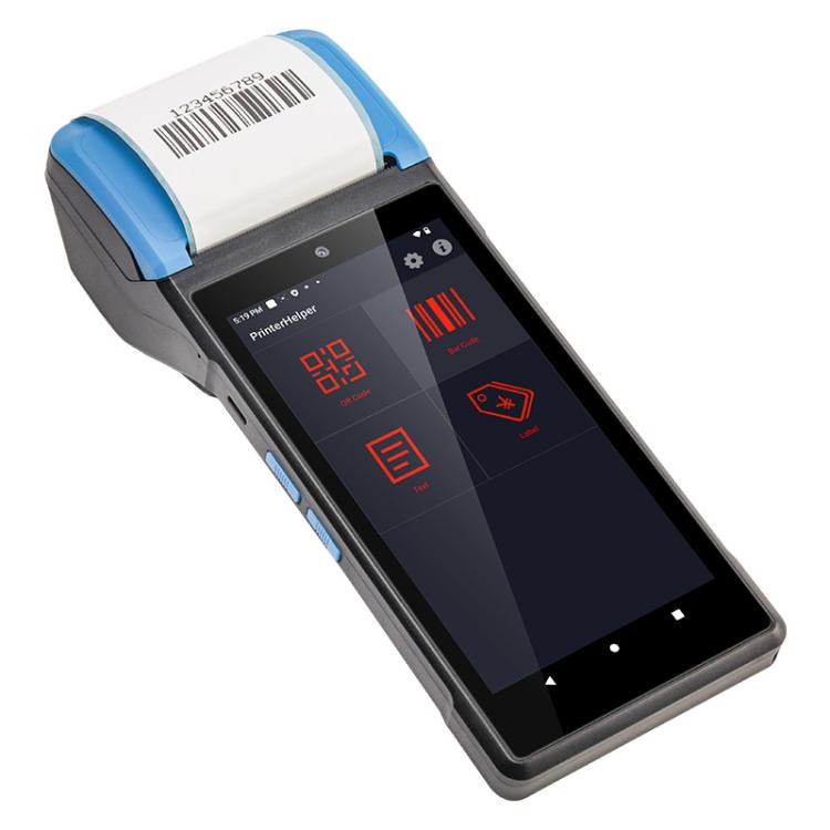 UNIWA V6P Thermal Label Printer Handheld PDA, 2GB+16GB, 5.45 inch Android 12 Mediatek MT6761 Quad Core, NFC, Network: 4G, Plug:EU Plug(Black Blue)
