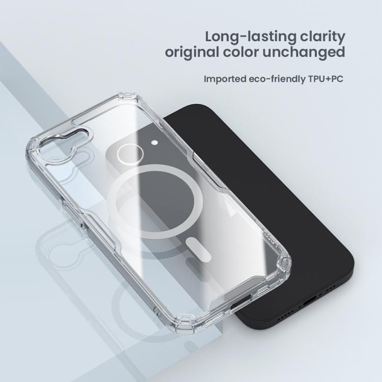 For iPhone 16e NILLKIN Ultra Clear Magnetic PC + TPU Phone Case(Transparent)