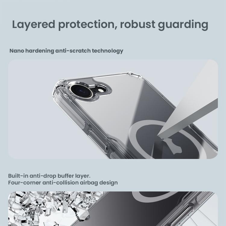 For iPhone 16e NILLKIN Ultra Clear Magnetic PC + TPU Phone Case(Transparent)