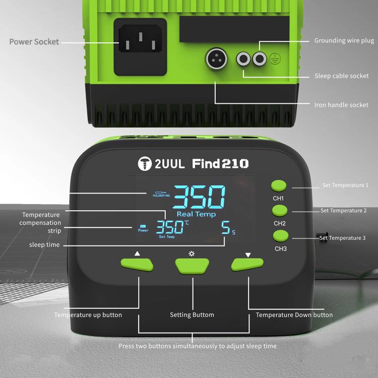 2uul FD01 Find210 60W High-Power AC Transformer Soldering Station, Plug:UK Plug
