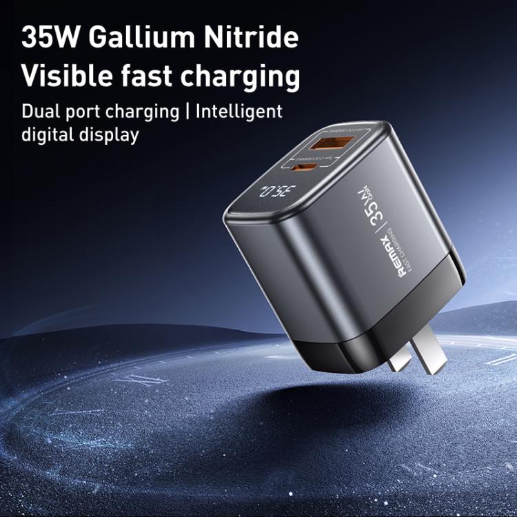 REMAX U2-AC 35W USB and Type-C GaN Digital Display Fast Charger, Specification:EU Plug