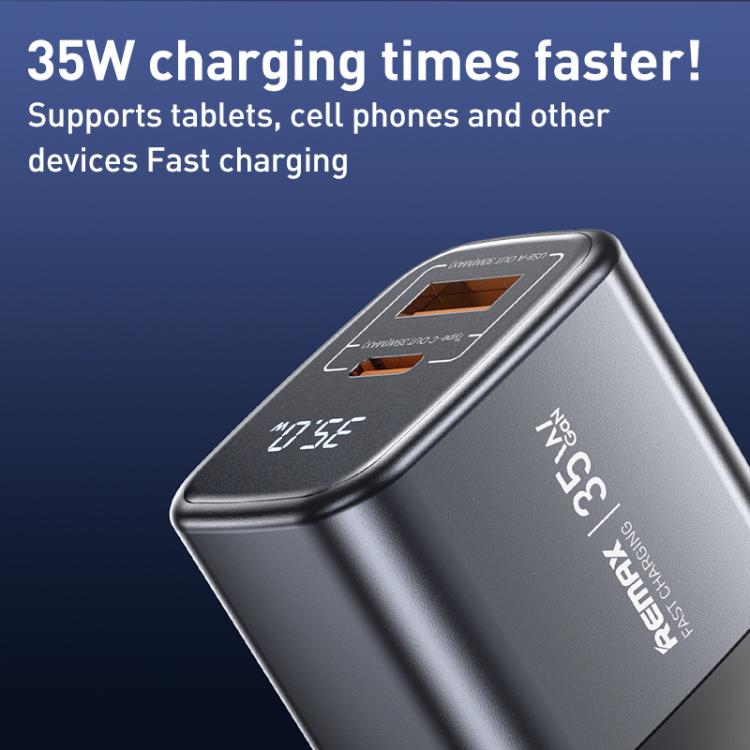 REMAX U2-AC 35W USB and Type-C GaN Digital Display Fast Charger, Specification:EU Plug