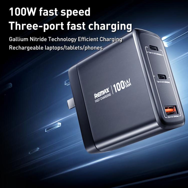 REMAX U2-AC 100W USB and Dual Type-C GaN Digital Display Fast Charger, Specification:EU Plug