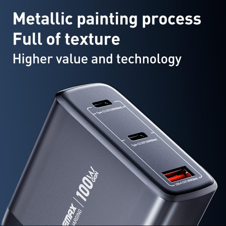 REMAX U2-AC 100W USB and Dual Type-C GaN Digital Display Fast Charger, Specification:EU Plug