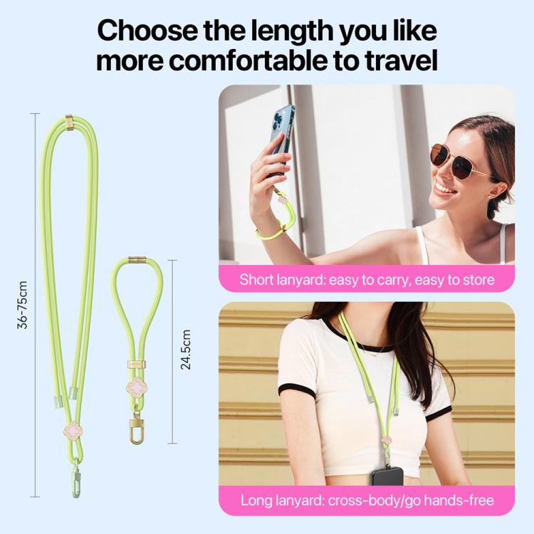 DUX DUCIS Garden Series Begonia Pattern Adjustable Short Phone Lanyard(Green Yellow)