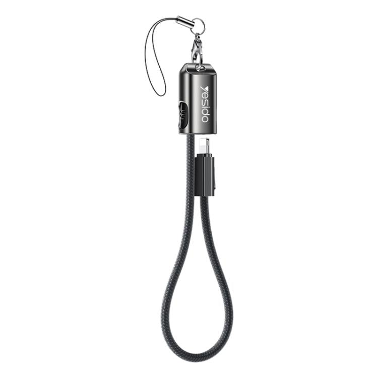 Yesido CA178 Portable Strip PD27W Type-C to 8 Pin Zinc Alloy Data Cable, Length: 20cm(Black)