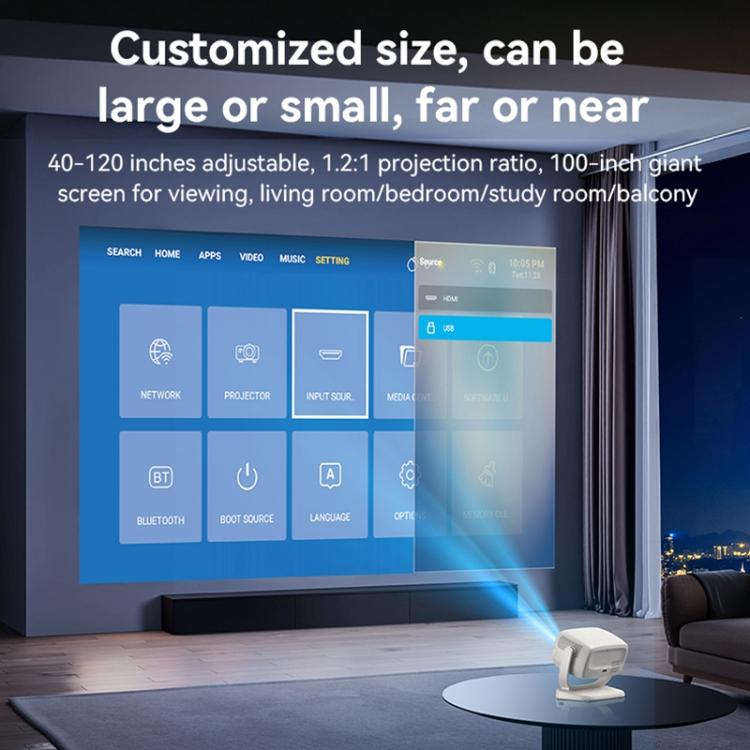 Yesido TV13 1280x720P 190ANSI Android 9.0 Series Smart Projector, Plug:UK Plug(Beige)