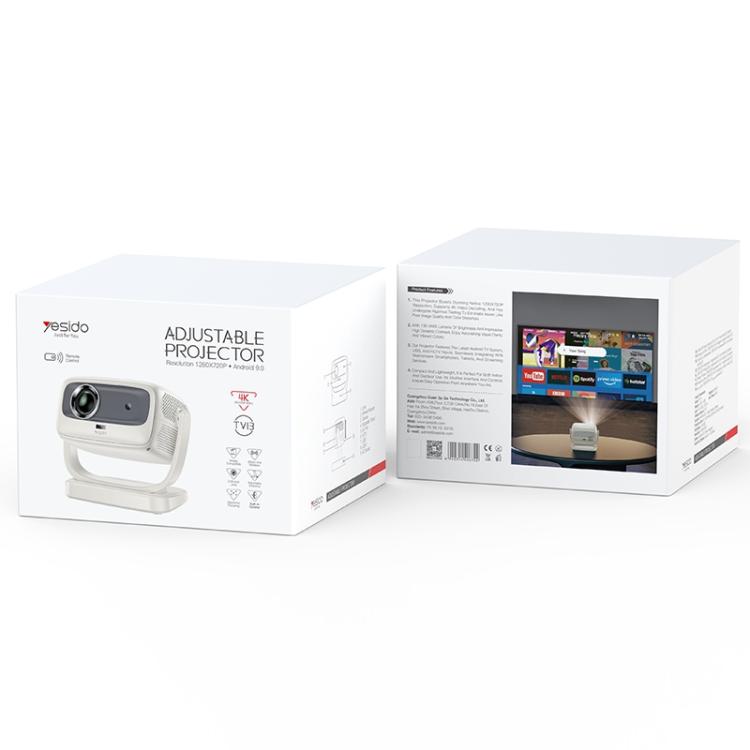 Yesido TV13 1280x720P 190ANSI Android 9.0 Series Smart Projector, Plug:UK Plug(Beige)