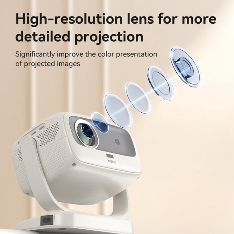 Yesido TV13 1280x720P 190ANSI Android 9.0 Series Smart Projector, Plug:UK Plug(Beige)