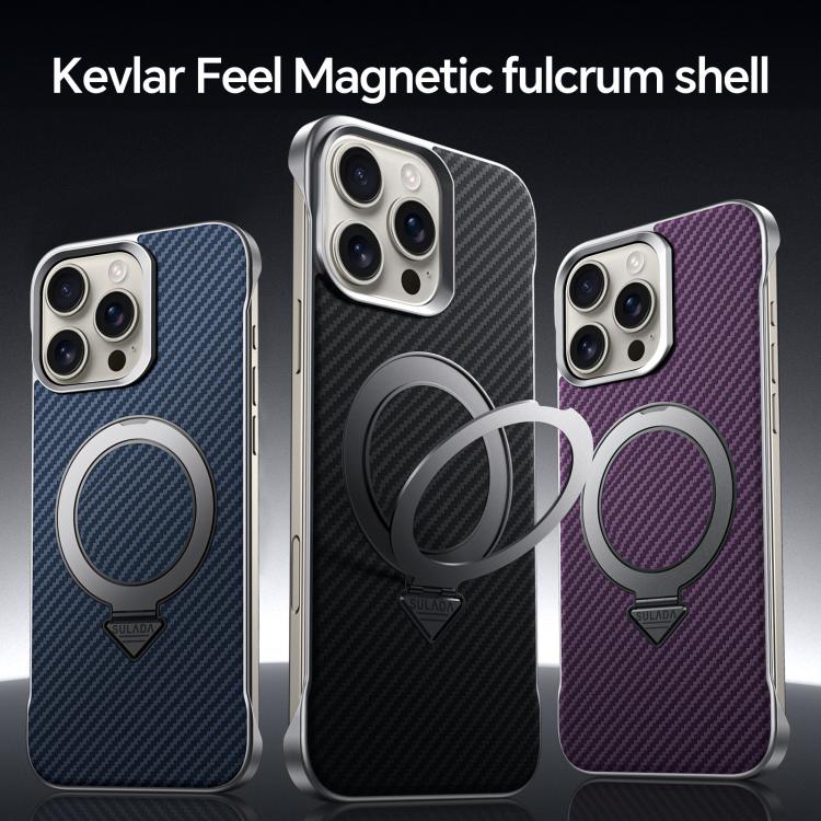 For iPhone 16 Pro SULADA Kevlar Texture MagSafe Magnetic Holder Phone Case(Brown)