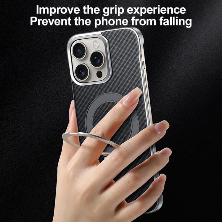 For iPhone 16 Plus SULADA Kevlar Texture MagSafe Magnetic Holder Phone Case(Black)