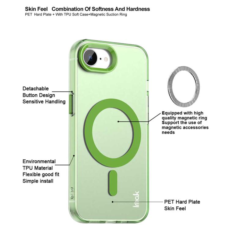 For iPhone 16e / 17e IMAK Candy Series Shockproof MagSafe Phone Case(Green)