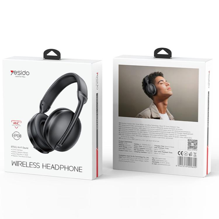 Yesido EP08 ANC Noise Reduction Bluetooth Headphones(Black)