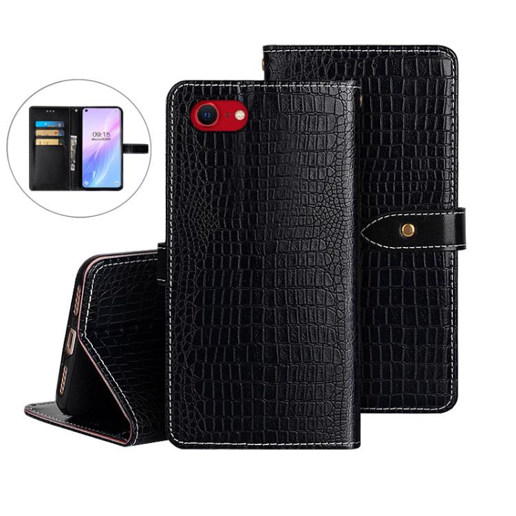 For iPhone 17e / 16e idewei Crocodile Texture Leather Phone Case(Black)