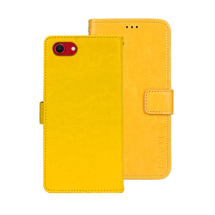 For iPhone 17e / 16e idewei Crazy Horse Texture Leather Phone Case(Yellow)