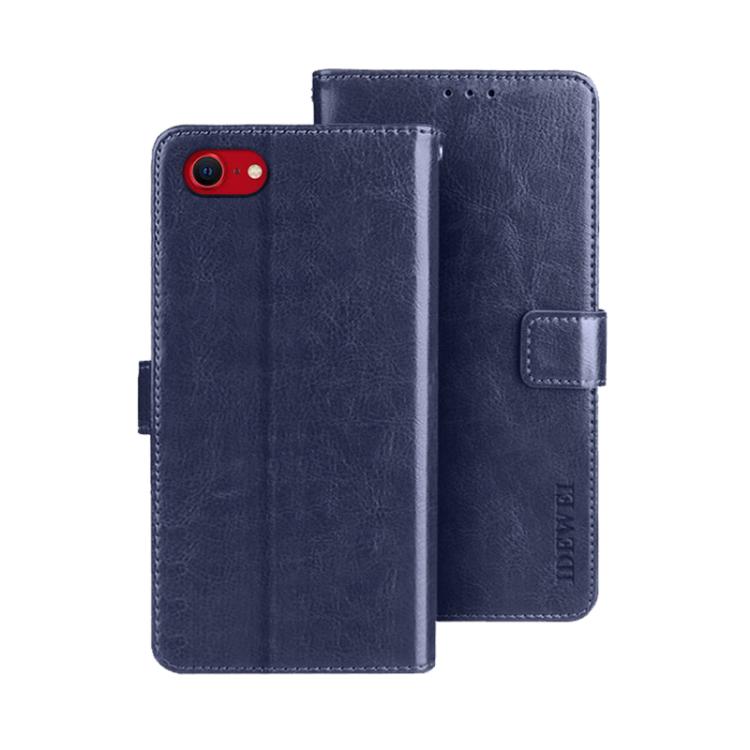 For iPhone 17e / 16e idewei Crazy Horse Texture Leather Phone Case(Blue)