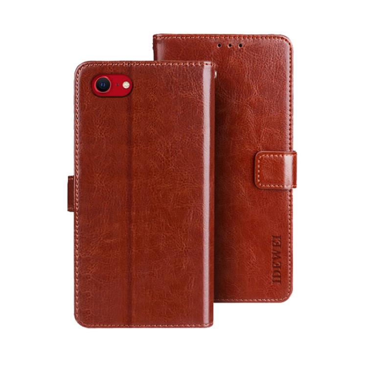 For iPhone 17e / 16e idewei Crazy Horse Texture Leather Phone Case(Brown)