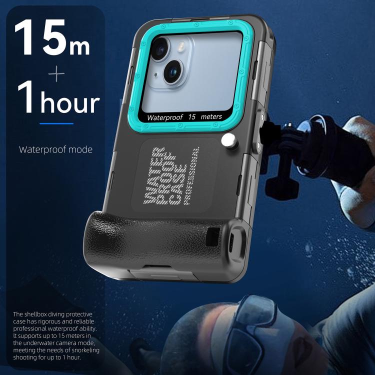 RedPepper 4th Generation Diving Protective Case for iPhone, Waterproof depth: 15m(Black Blue)