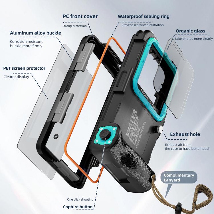 RedPepper 4th Generation Diving Protective Case for iPhone, Waterproof depth: 15m(Black Blue)