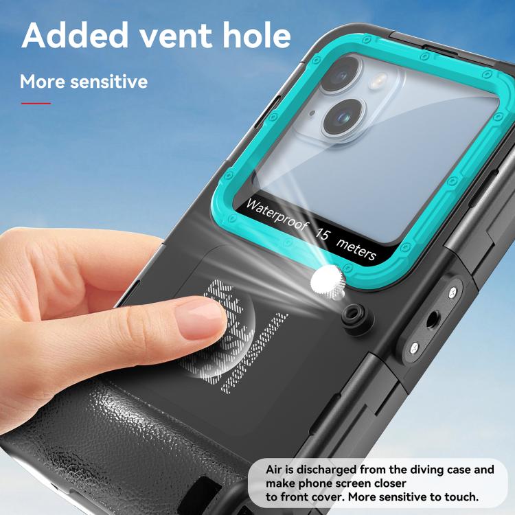 RedPepper 4th Generation Diving Protective Case for iPhone, Waterproof depth: 15m(Black Blue)