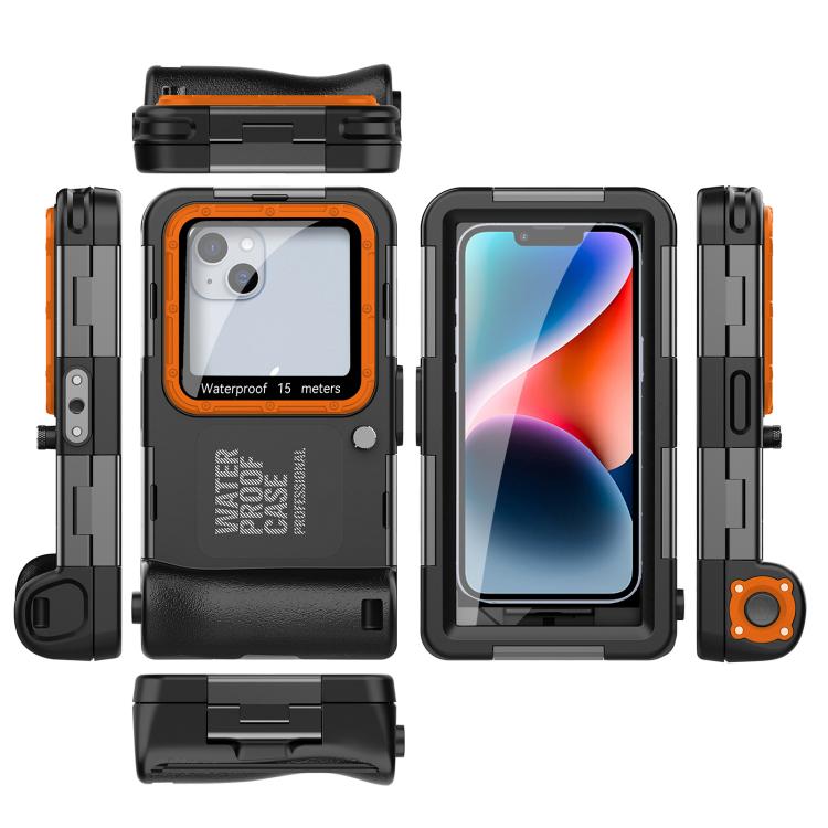 RedPepper 4th Generation Diving Protective Case for iPhone, Waterproof depth: 15m(Black Orange)