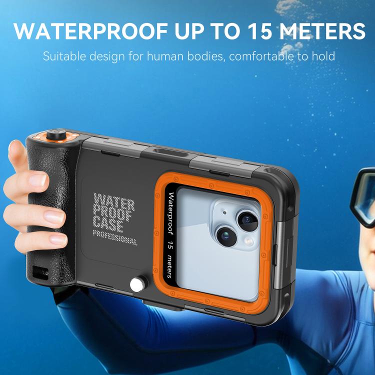 RedPepper 4th Generation Diving Protective Case for iPhone, Waterproof depth: 15m(Black Orange)