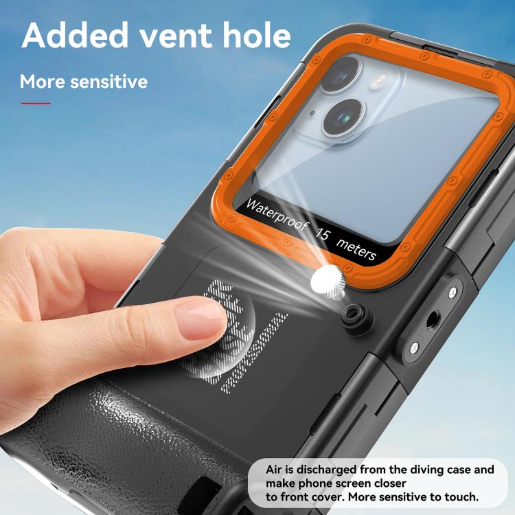 RedPepper 4th Generation Diving Protective Case for iPhone, Waterproof depth: 15m(Black Orange)