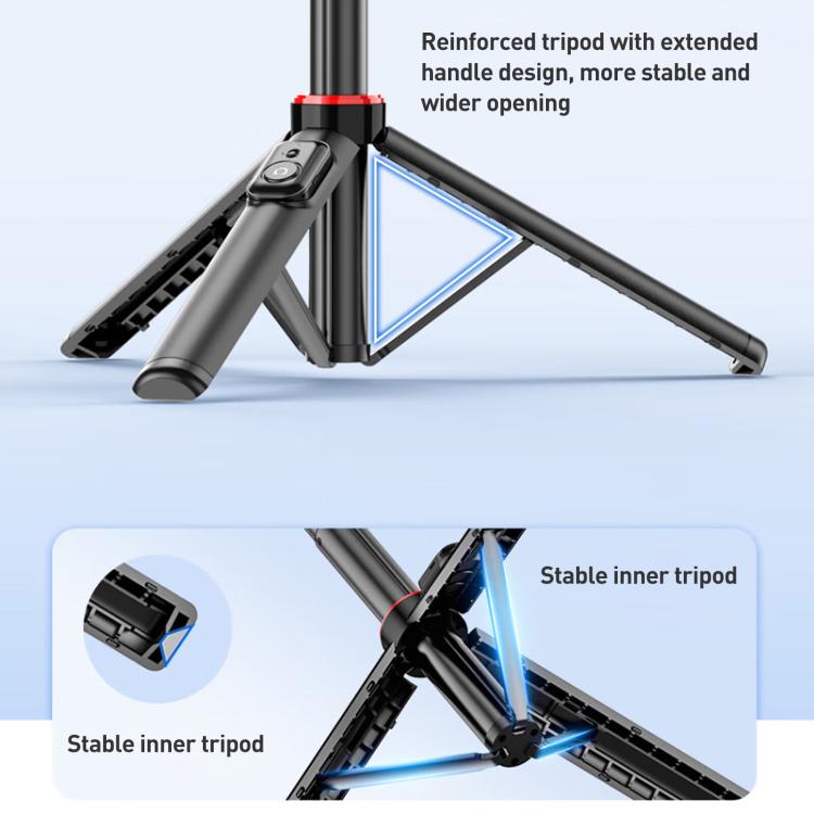 Lenovo Thinkplus H1V Premium Aluminum Alloy Bluetooth Selfie Stick, 1.3m(Black)