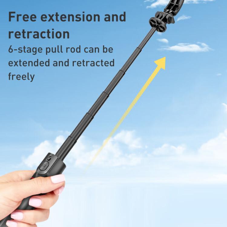 Lenovo Thinkplus H11B Flagship Stainless Steel Bluetooth Selfie Stick, 1.1m(Black)