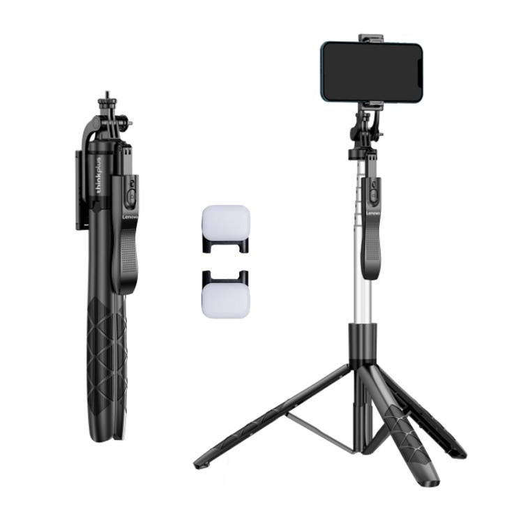 Lenovo Thinkplus H18B Flagship Stainless Steel Bluetooth Selfie Stick with Dual Fill Light, 1.8m(Black)